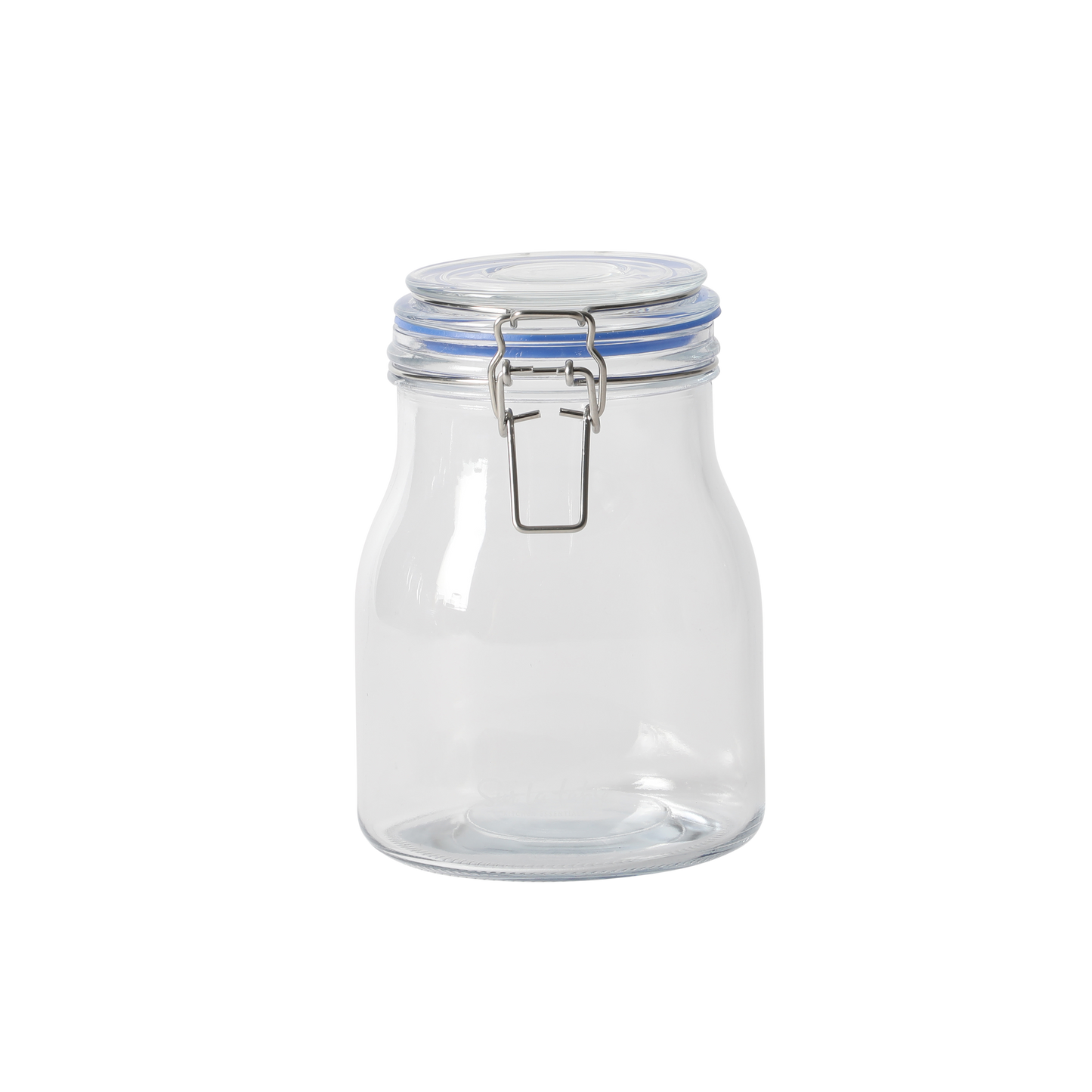 Sur La Table Lyon Court 4-Piece Glass Canister Set with Airtight Trigger Clamp Lids, Clear – 71 oz, 54 oz, 37 oz & 22.5 oz Sizes, Rubber Gasket Seal, Dishwasher Safe Food Storage Jars