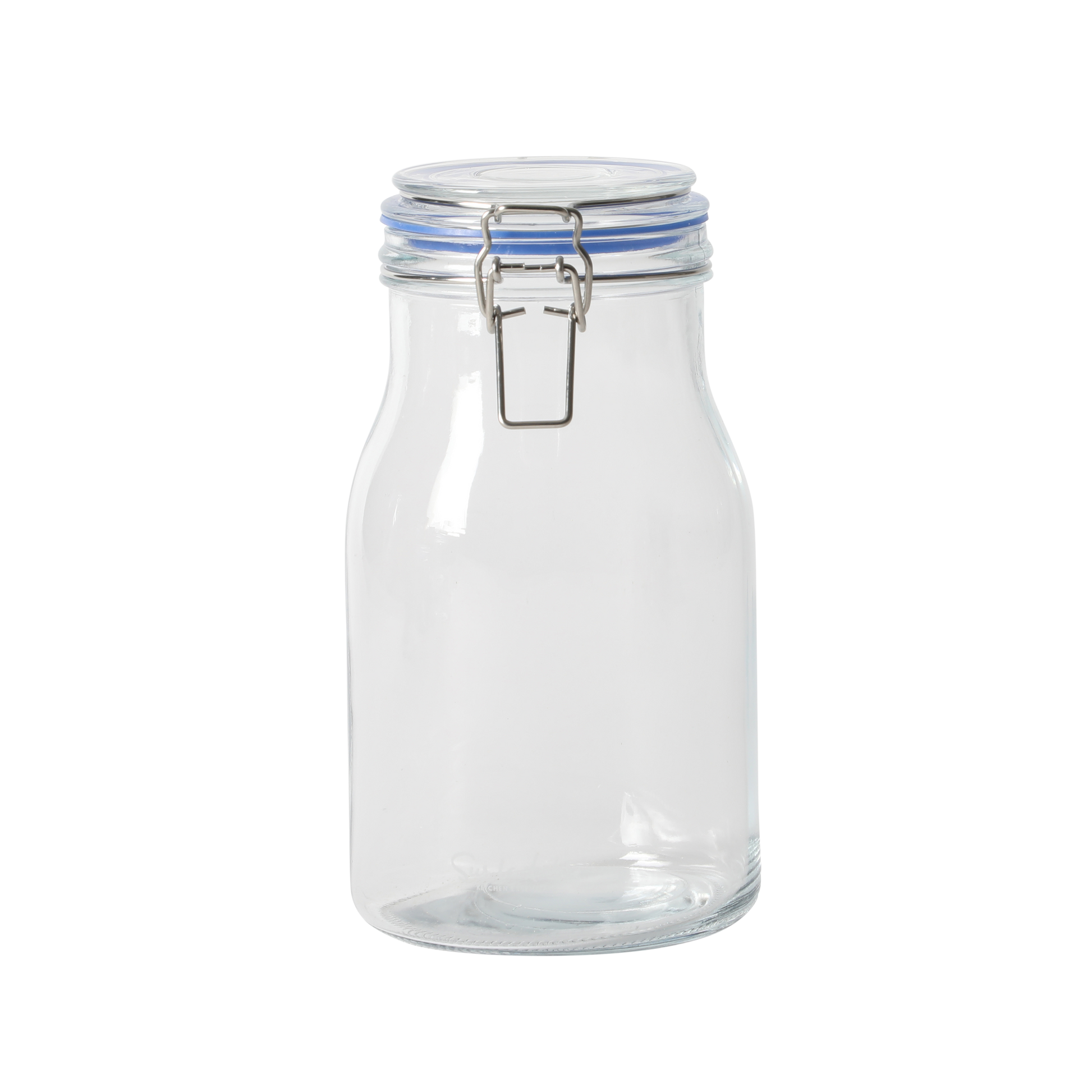 Sur La Table Lyon Court 4-Piece Glass Canister Set with Airtight Trigger Clamp Lids, Clear – 71 oz, 54 oz, 37 oz & 22.5 oz Sizes, Rubber Gasket Seal, Dishwasher Safe Food Storage Jars