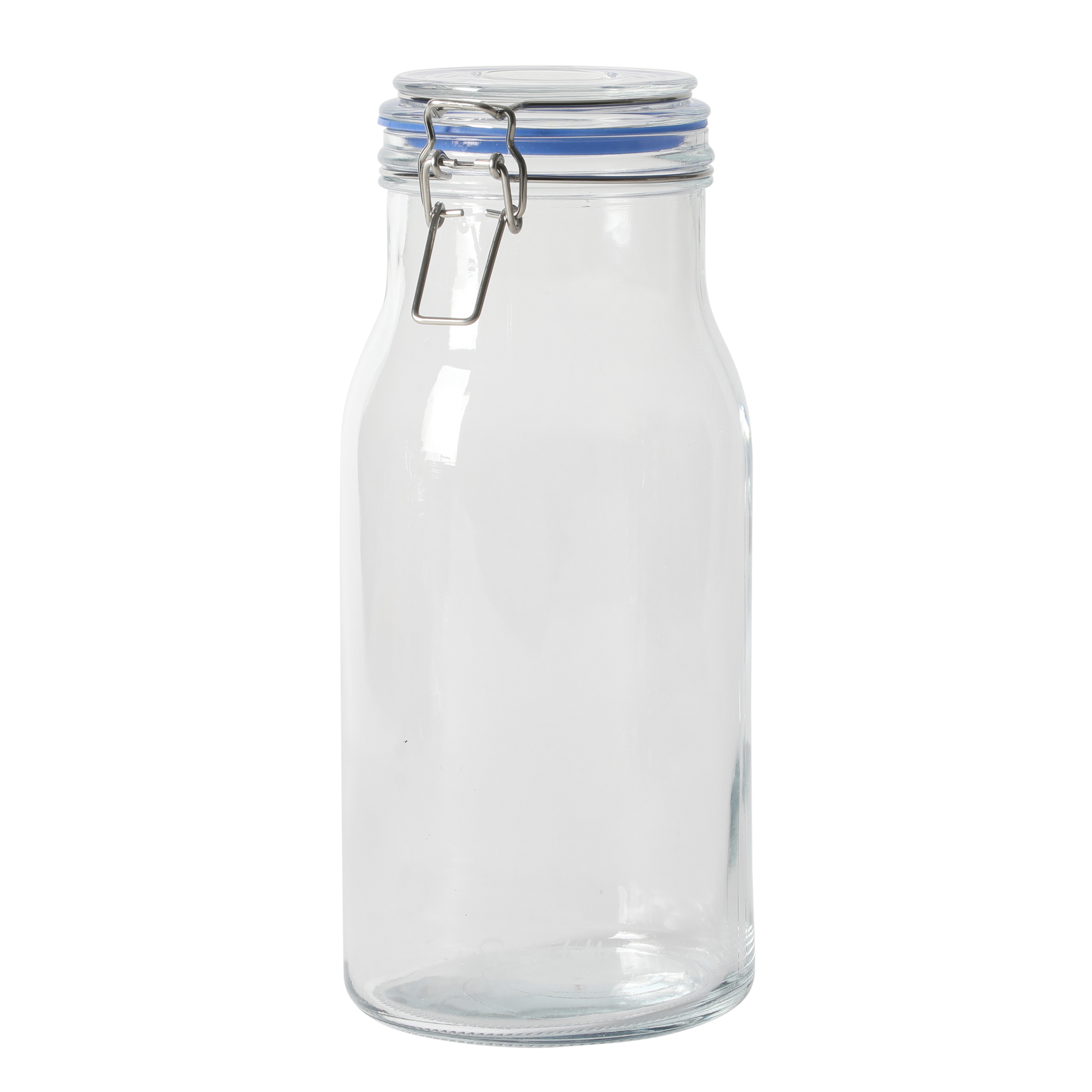 Sur La Table Lyon Court 4-Piece Glass Canister Set with Airtight Trigger Clamp Lids, Clear – 71 oz, 54 oz, 37 oz & 22.5 oz Sizes, Rubber Gasket Seal, Dishwasher Safe Food Storage Jars