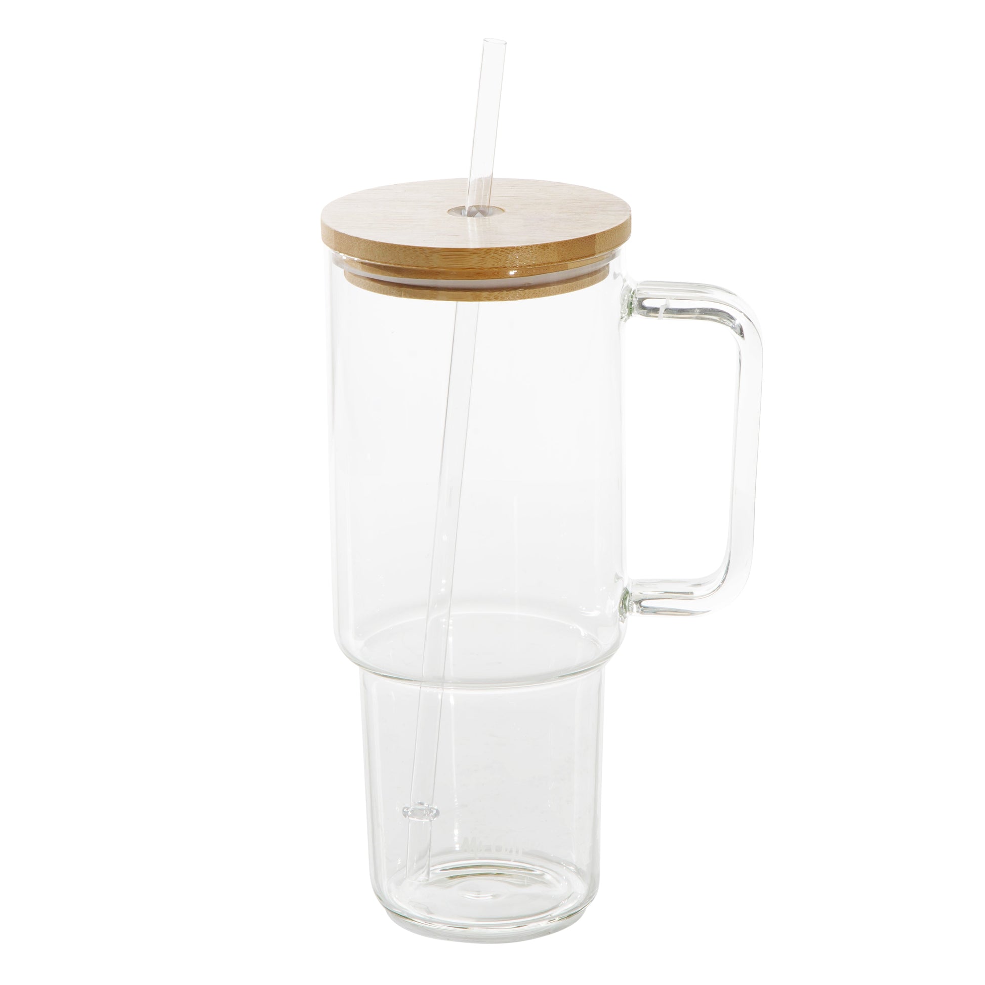 Mr. Coffee Crafted Calm 34 oz Borosilicate Glass Tumbler with Handle, Straw and Bamboo Lid, Iced Coffee Cup, BPA Free, Dishwasher Safe
