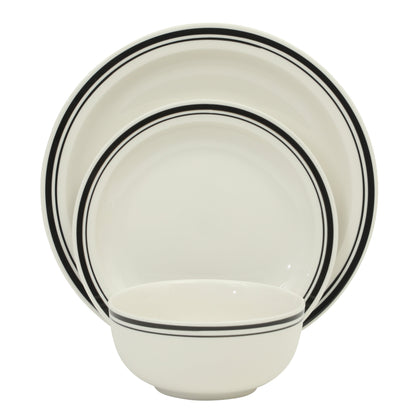 Gibson Home Hometown Diner 12-Piece Porcelain Dinnerware Set, Round Plates and Bowls Set for 4, Dishwasher Safe – Dinner Plate, Salad Plate & Cereal Bowl