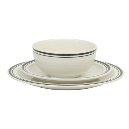 Gibson Home Hometown Diner 12-Piece Porcelain Dinnerware Set, Round Plates and Bowls Set for 4, Dishwasher Safe – Dinner Plate, Salad Plate & Cereal Bowl