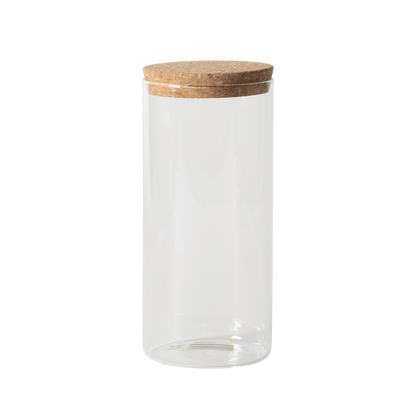 Sur La Table Kitchen Essentials Rue Lumiere 4-Piece Handmade Glass Canister Set with Airtight Cork Lids, Clear – 57 oz, 45 oz, 34 oz & 25 oz, Food Storage Jars, Dishwasher Safe, Pantry Organization