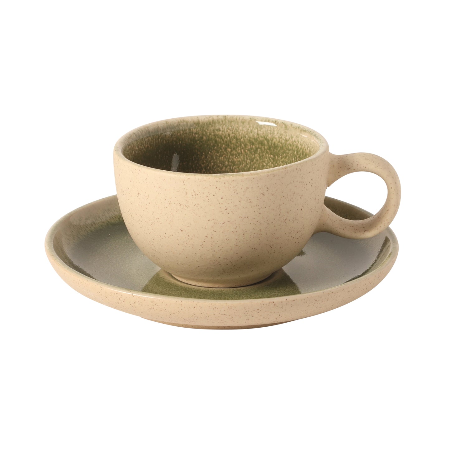 Gibson Elite Manila Bay 8-Piece Stoneware 5 oz Cup and Saucer Set, Reactive Glaze Espresso & Coffee Cups with Saucers, Assorted Colors