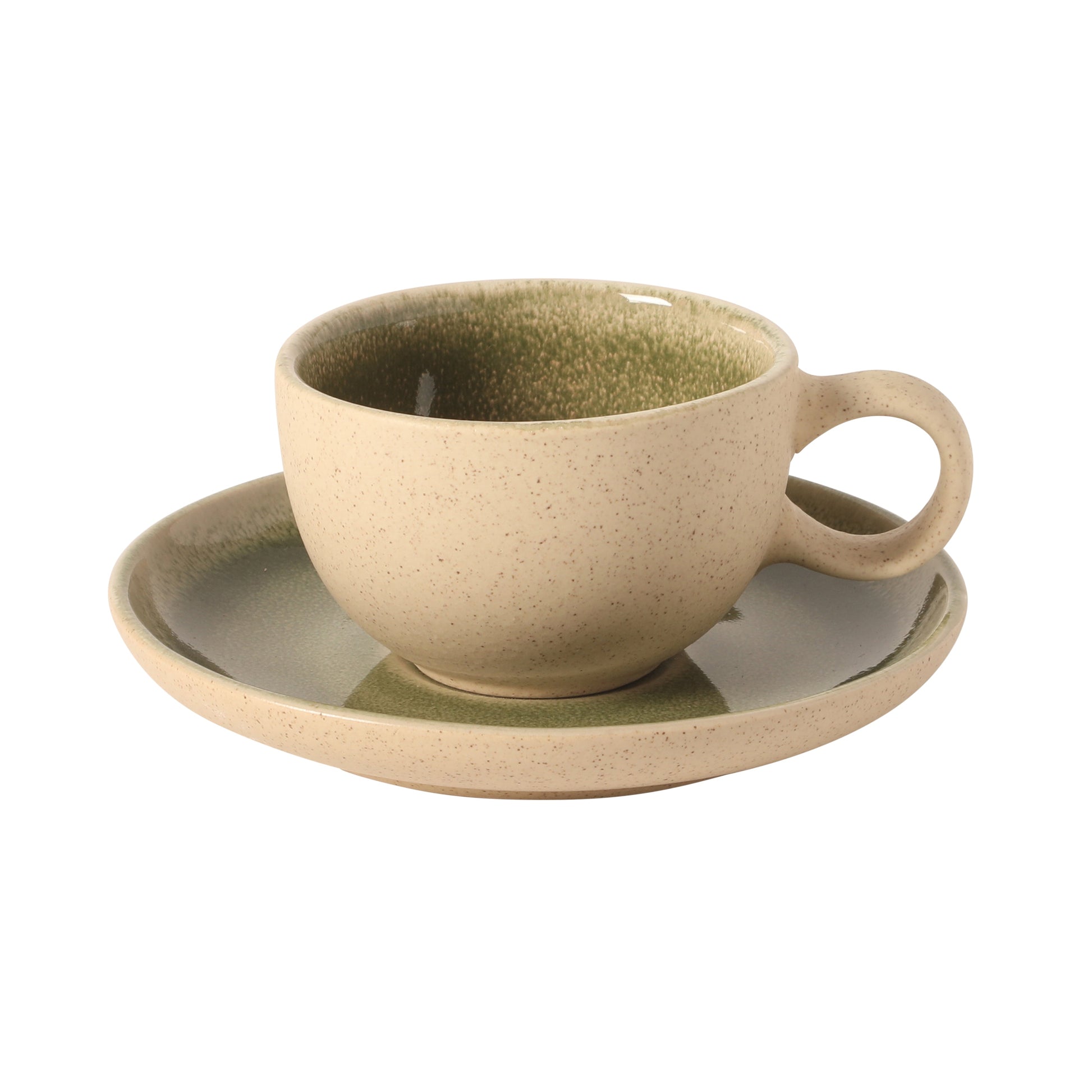 Gibson Elite Manila Bay 8-Piece Stoneware 5 oz Cup and Saucer Set, Reactive Glaze Espresso & Coffee Cups with Saucers, Assorted Colors