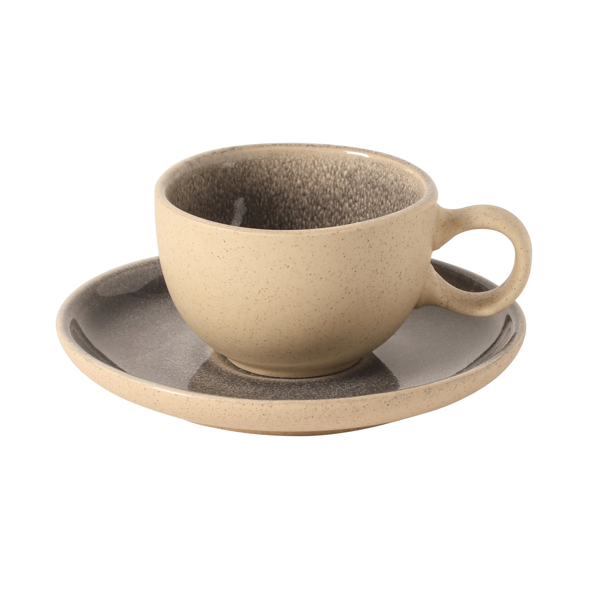 Gibson Elite Manila Bay 8-Piece Stoneware 5 oz Cup and Saucer Set, Reactive Glaze Espresso & Coffee Cups with Saucers, Assorted Colors