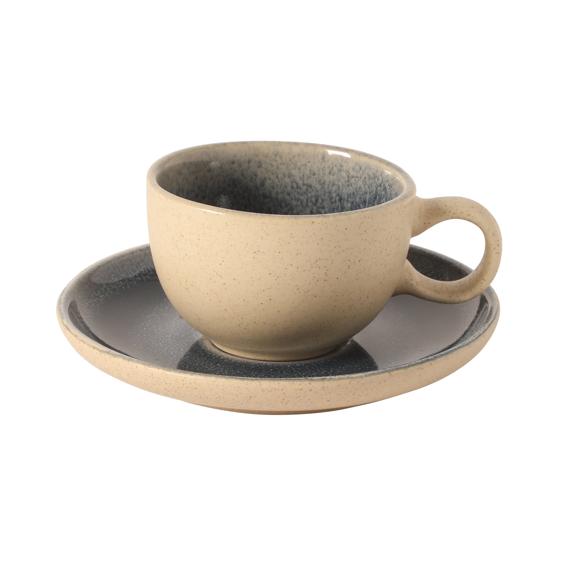 Gibson Elite Manila Bay 8-Piece Stoneware 5 oz Cup and Saucer Set, Reactive Glaze Espresso & Coffee Cups with Saucers, Assorted Colors