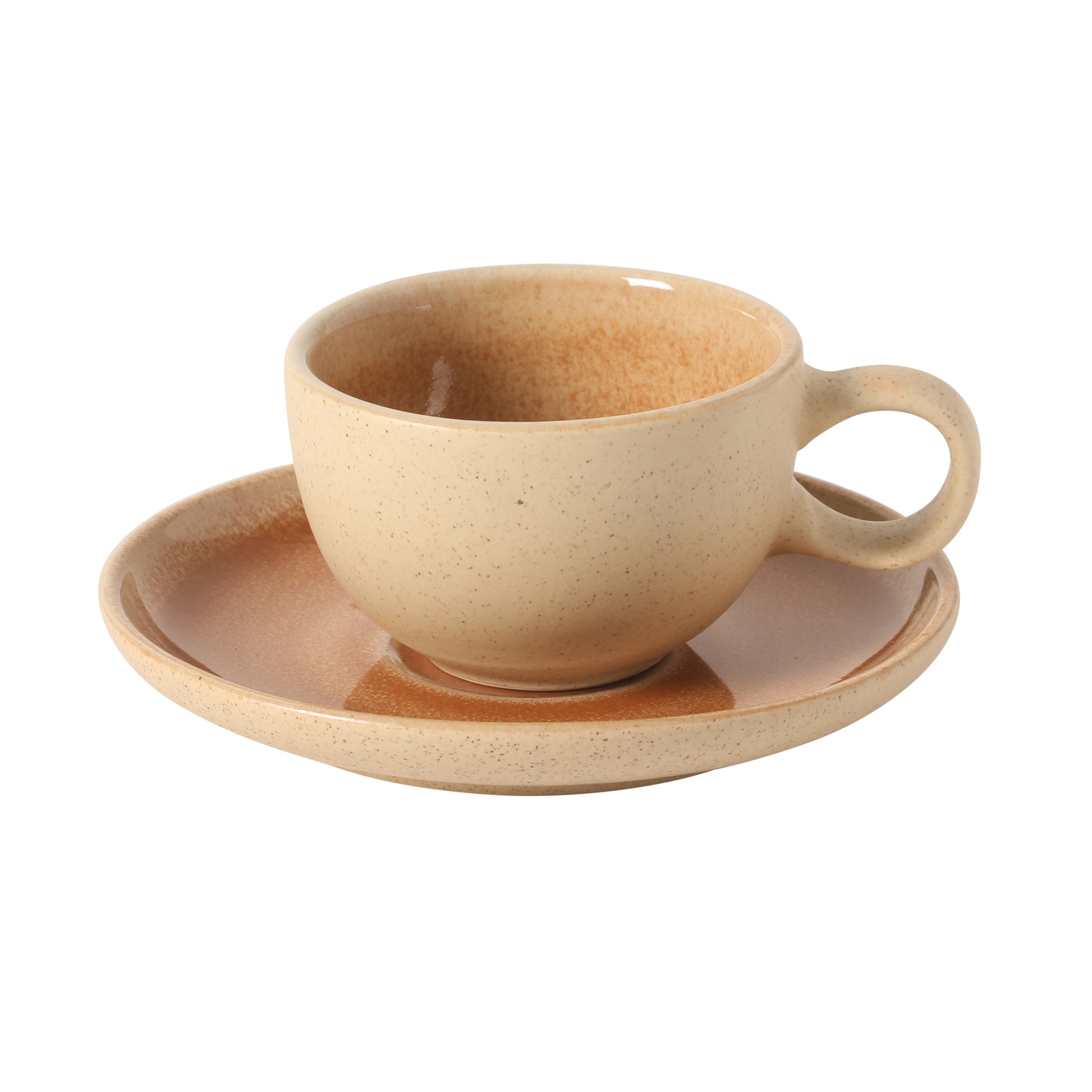 Gibson Elite Manila Bay 8-Piece Stoneware 5 oz Cup and Saucer Set, Reactive Glaze Espresso & Coffee Cups with Saucers, Assorted Colors