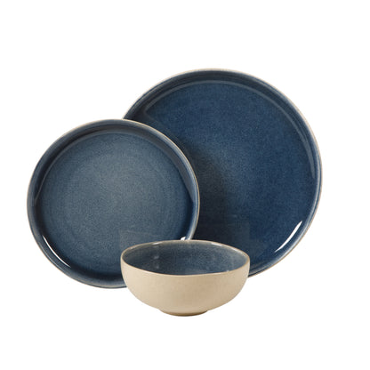 Gibson Elite Manila Bay 12-Piece Stoneware Dinnerware Set, Service for 4, Reactive Glaze Modern Artisan Plates, Bowls & Mugs, Round Design
