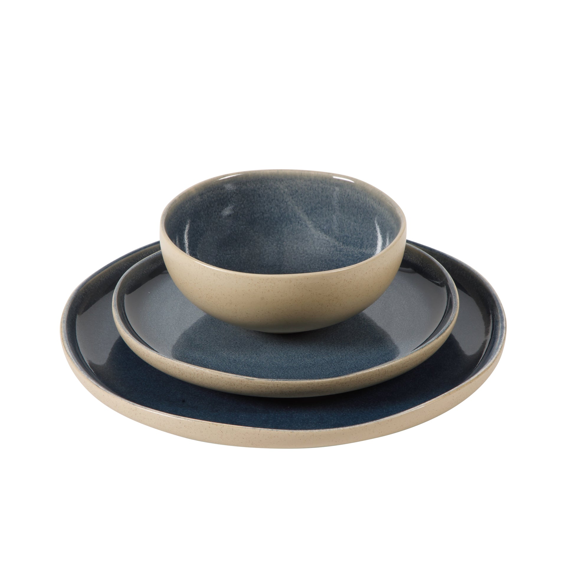 Gibson Elite Manila Bay 12-Piece Stoneware Dinnerware Set, Service for 4, Reactive Glaze Modern Artisan Plates, Bowls & Mugs, Round Design