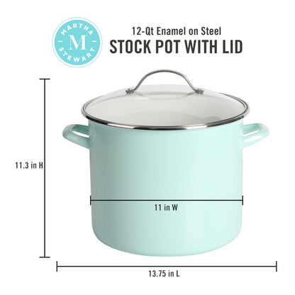 Martha Stewart Thayer Enamel on Steel 12-Quart Stock Pot w/ Glass Lid