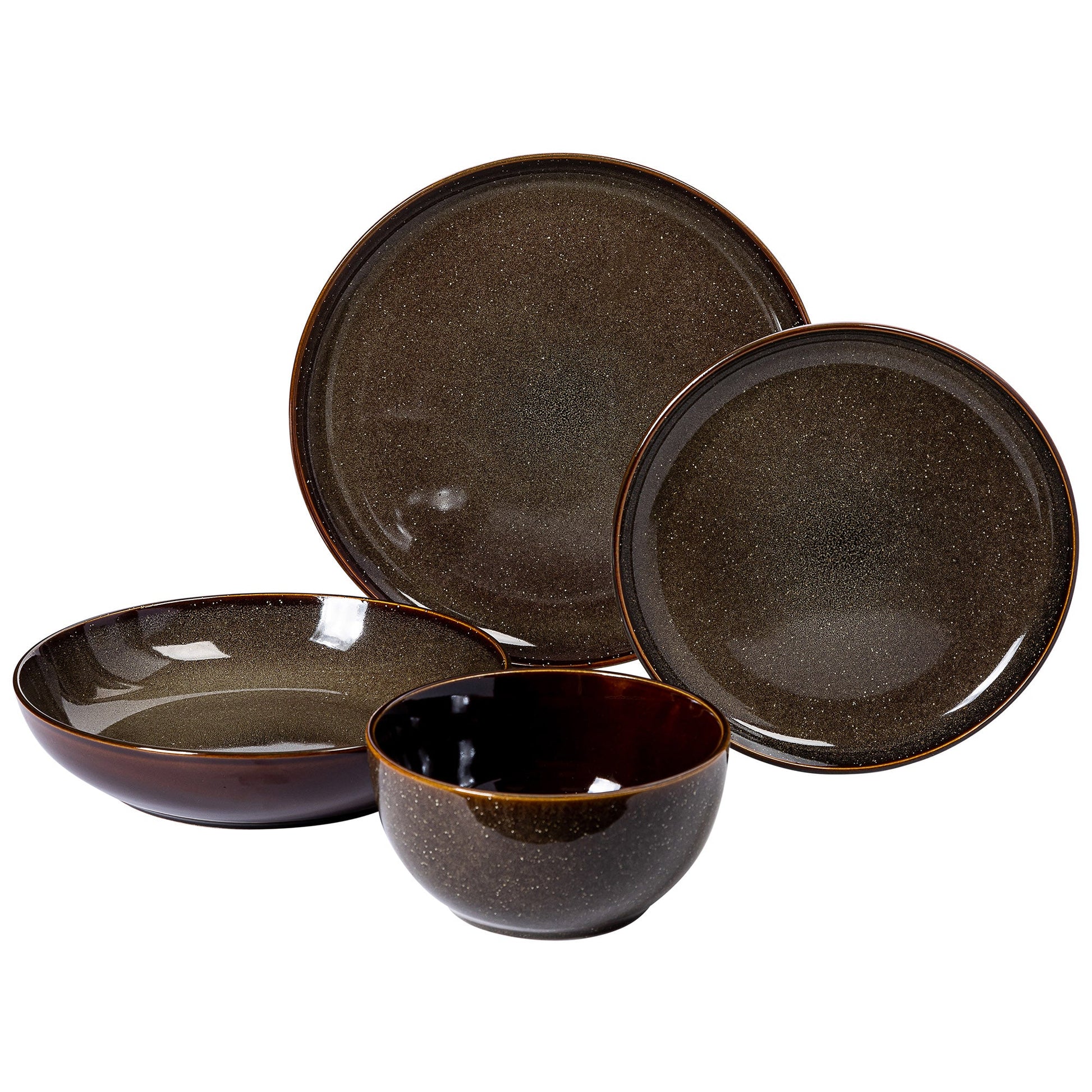 Gibson Elite Edwina 16-Piece Double Bowl Stoneware Dinnerware Set
