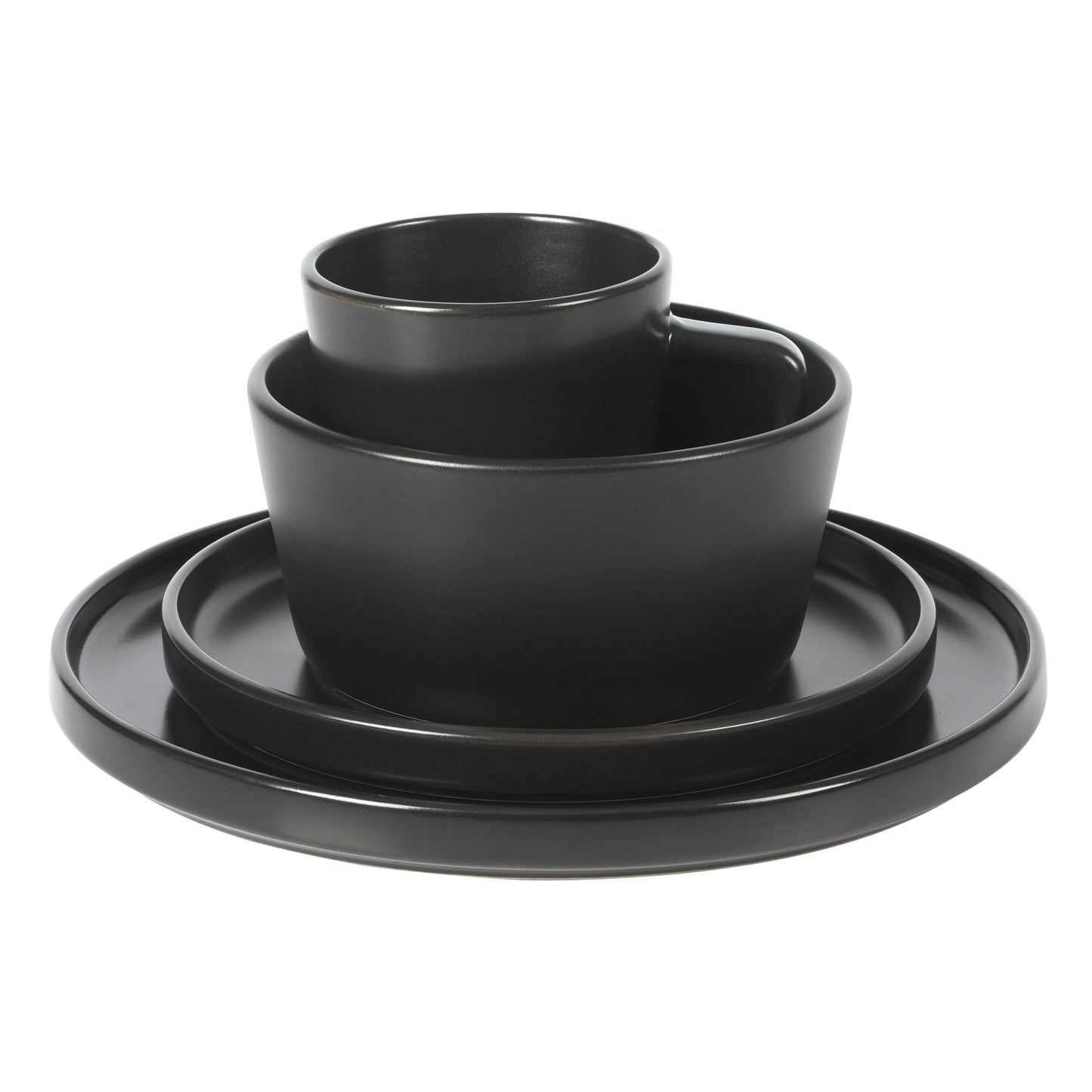 Gibson Home Bowery 32 Piece Matte Black Stoneware Dinnerware Plates, Bowls, and Mugs Set - Service for 8