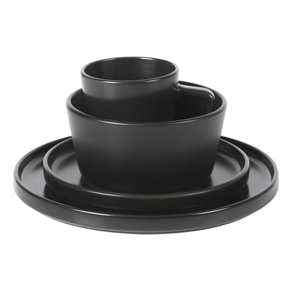Gibson Home Bowery 32 Piece Matte Black Stoneware Dinnerware Plates, Bowls, and Mugs Set - Service for 8