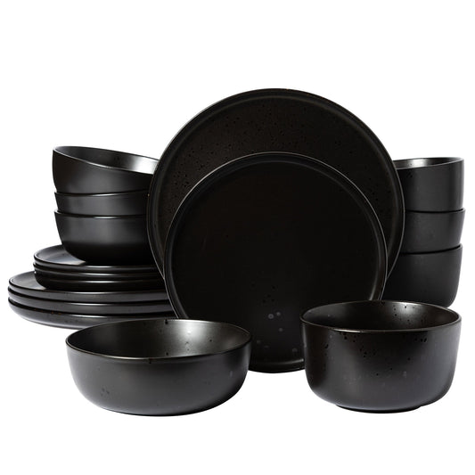 Gibson Elite James Street 16-Piece Reactive Stoneware Double Bowl Dinnerware Set