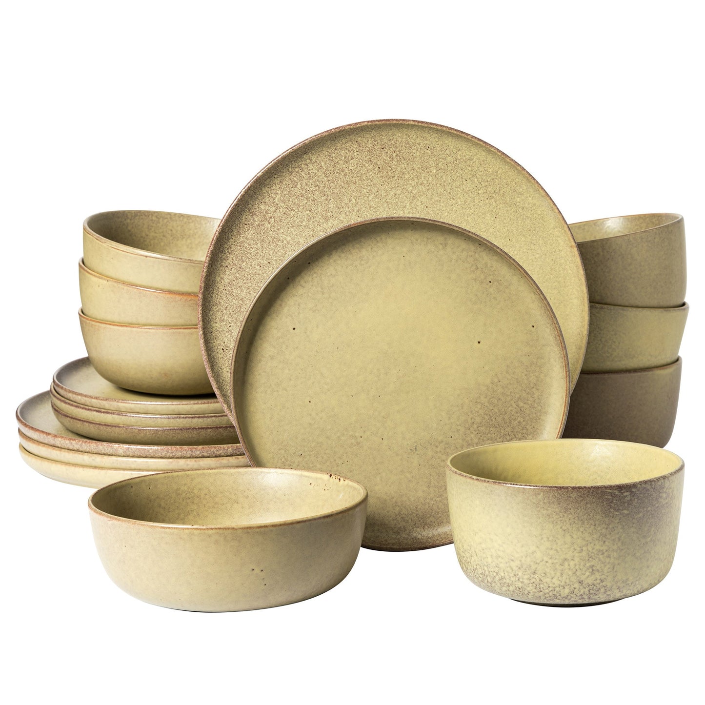 Gibson Elite James Street 16-Piece Reactive Stoneware Double Bowl Dinnerware Set