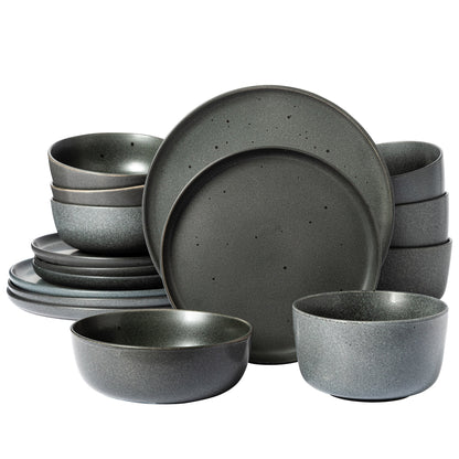 Gibson Elite James Street 16-Piece Reactive Stoneware Double Bowl Dinnerware Set