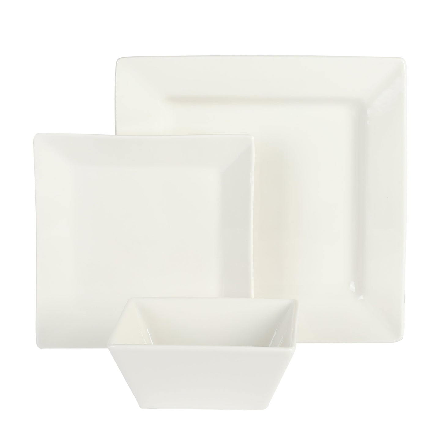 Gibson Home Zen Buffet Hard Square 24-Piece Porcelain Dinnerware Set