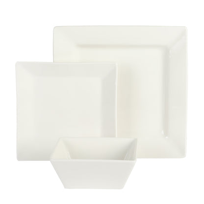 Gibson Home Zen Buffet Hard Square 24-Piece Porcelain Dinnerware Set