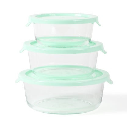 Martha Stewart Hadsell 6-Piece (32.1oz, 22oz, 13.5oz) Round Borosilicate Glass Storage Container Set w/ Lids