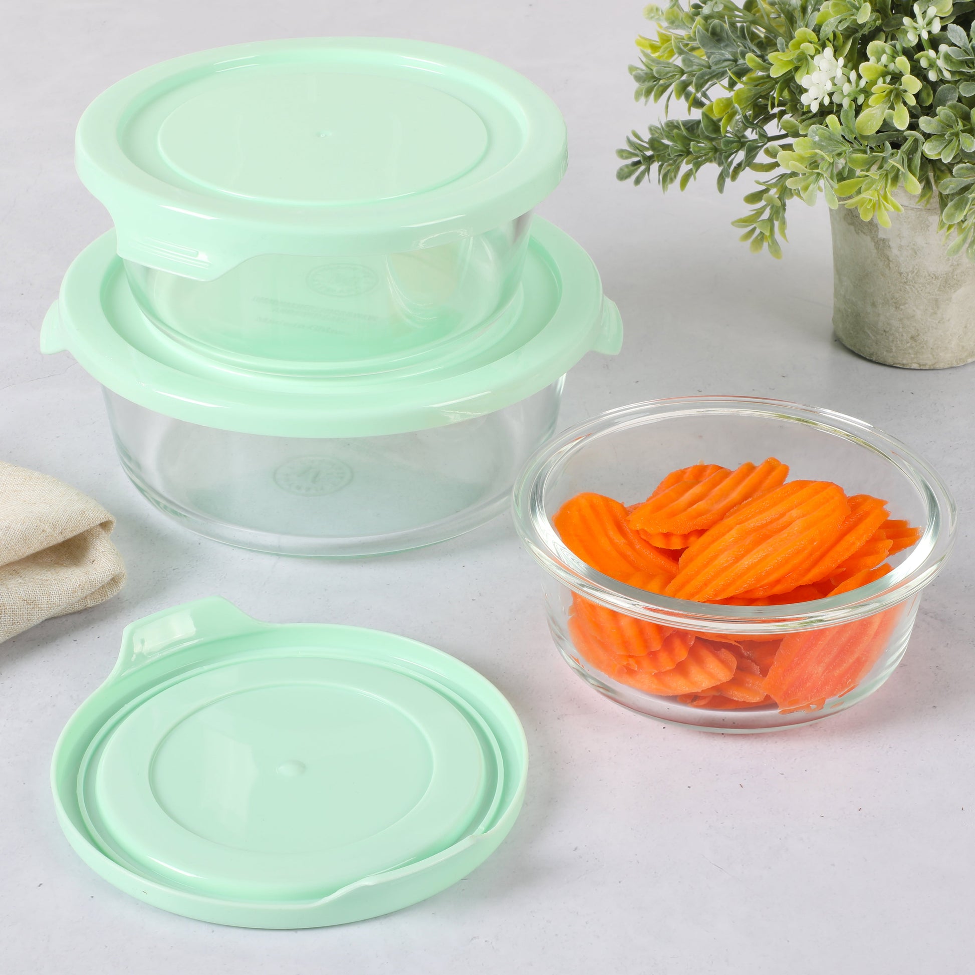 Martha Stewart Hadsell 6-Piece (32.1oz, 22oz, 13.5oz) Round Borosilicate Glass Storage Container Set w/ Lids