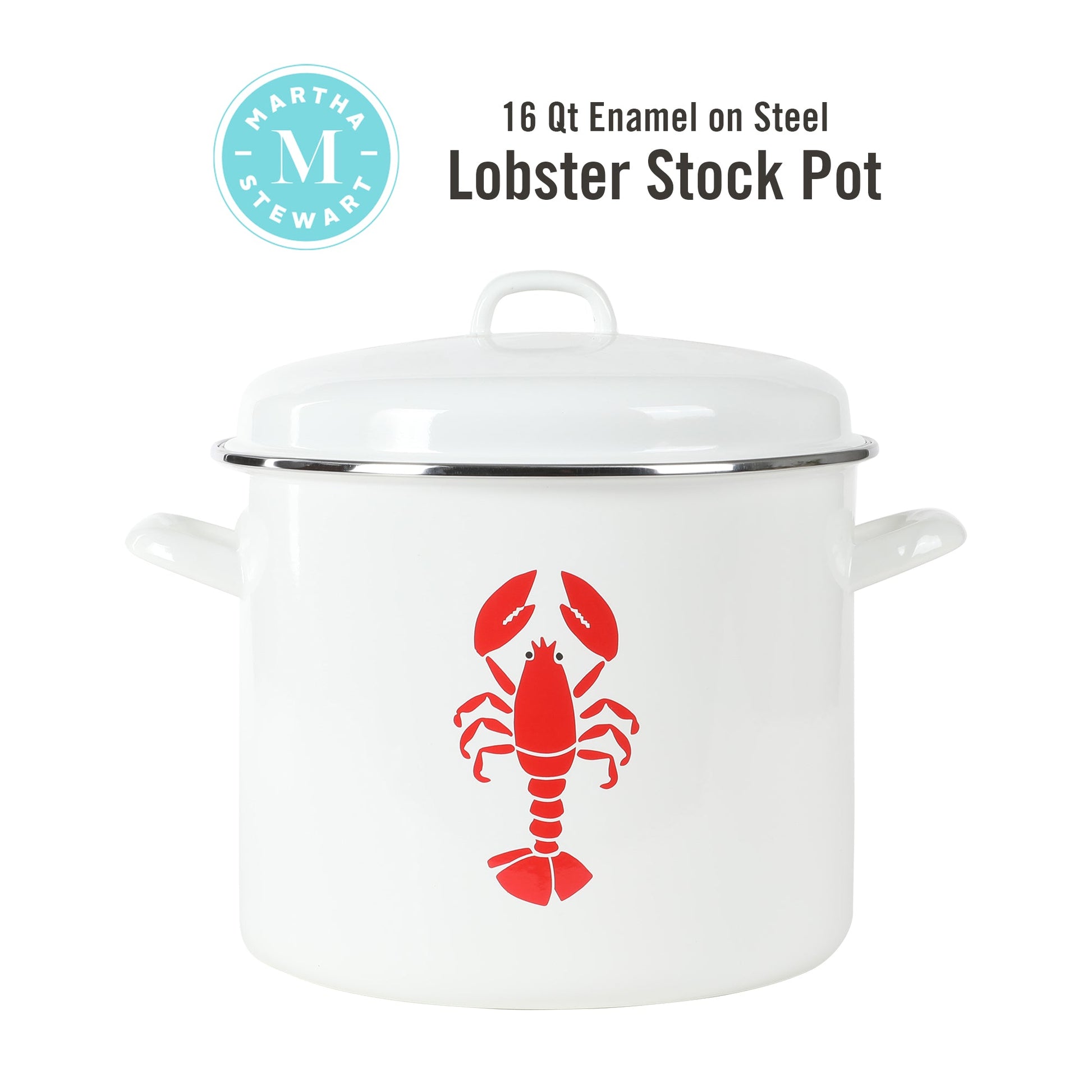 Martha Stewart Thayer 16-Quart Enamel on Steel Lobster Stock Pot