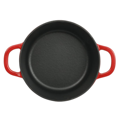 Crock Pot Artisan 3-Quart Round Cast Iron Dutch Oven With Oven Safe Borasilicate Lid - Red