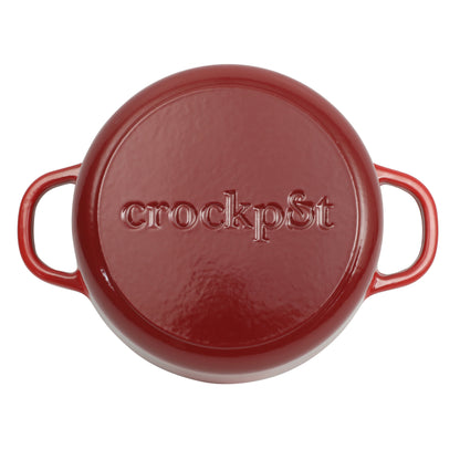 Crock Pot Artisan 3-Quart Round Cast Iron Dutch Oven With Oven Safe Borasilicate Lid - Red
