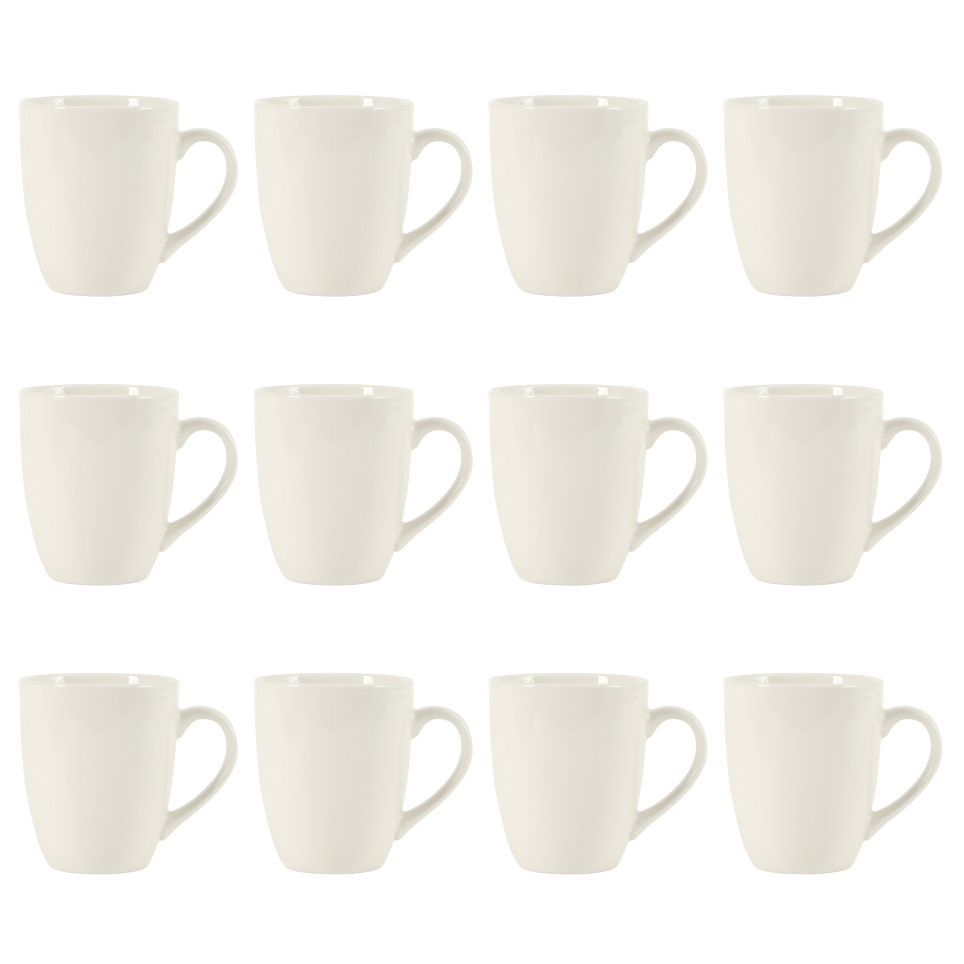 Gibson Home Great Essentials 12 Ounce Porcelain Coffee Mugs - Set of 12 - Cups for Latte, Hot Tea, Cappuccino, Mocha, Espresso, Cocoa
