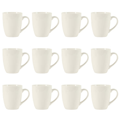 Gibson Home Great Essentials 12 Ounce Porcelain Coffee Mugs - Set of 12 - Cups for Latte, Hot Tea, Cappuccino, Mocha, Espresso, Cocoa