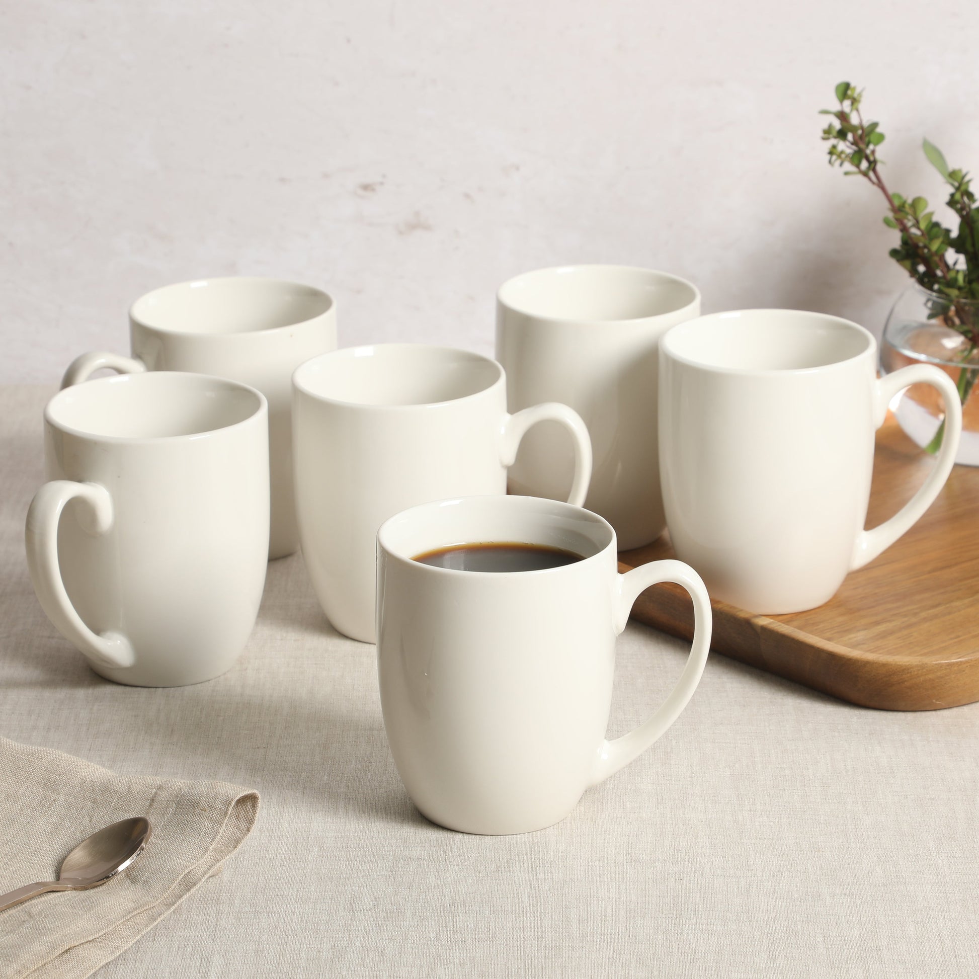 Gibson Home Great Essentials 16 Ounce Porcelain Coffee Mugs - Set of 6 - Cups for Latte, Hot Tea, Cappuccino, Mocha, Espresso, Cocoa