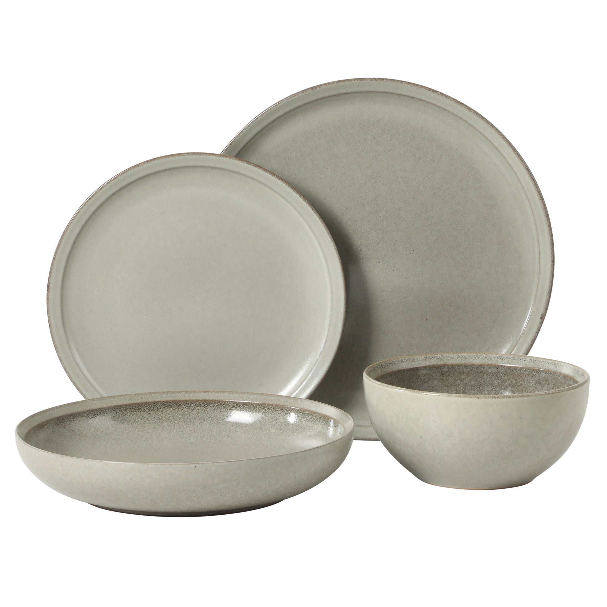 Gibson Elite Beckett Stoneware Matte Reactive Glaze 16 Piece (Service for 4) Plates and Bowls Dinnerware Set