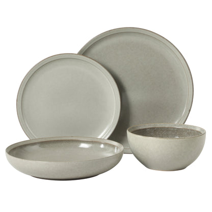 Gibson Elite Beckett Stoneware Matte Reactive Glaze 16 Piece (Service for 4) Plates and Bowls Dinnerware Set