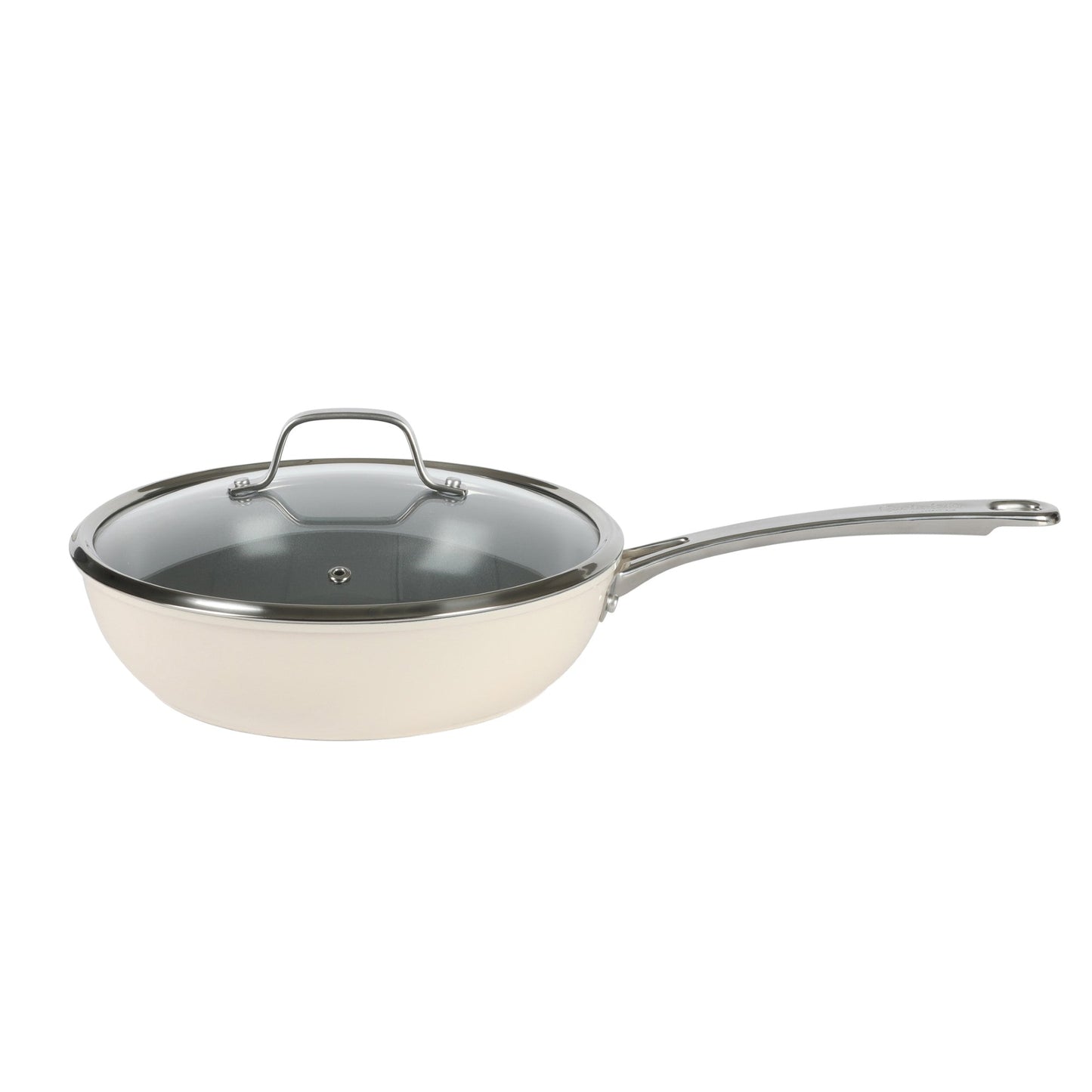 Sur La Table Kitchen Essentials Viva La Cantina 10 Piece PFA Free Titanium Ceramic Nonstick Interior Forged Aluminum Cookware Pots and Pans Set - 2 Tone White & Silver - Induction Compatible