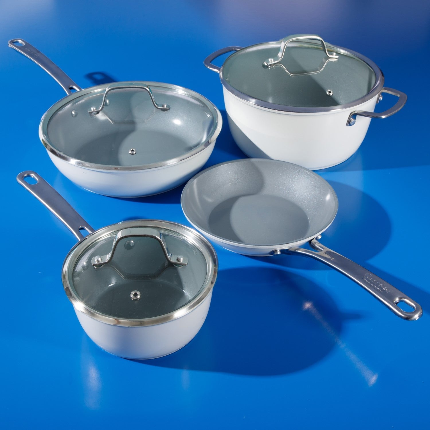 Sur La Table Kitchen Essentials 10-Piece PFA Free Titanium Ceramic Nonstick Interior Forged Aluminum Cookware Pots and Pans Set - Induction Compatible