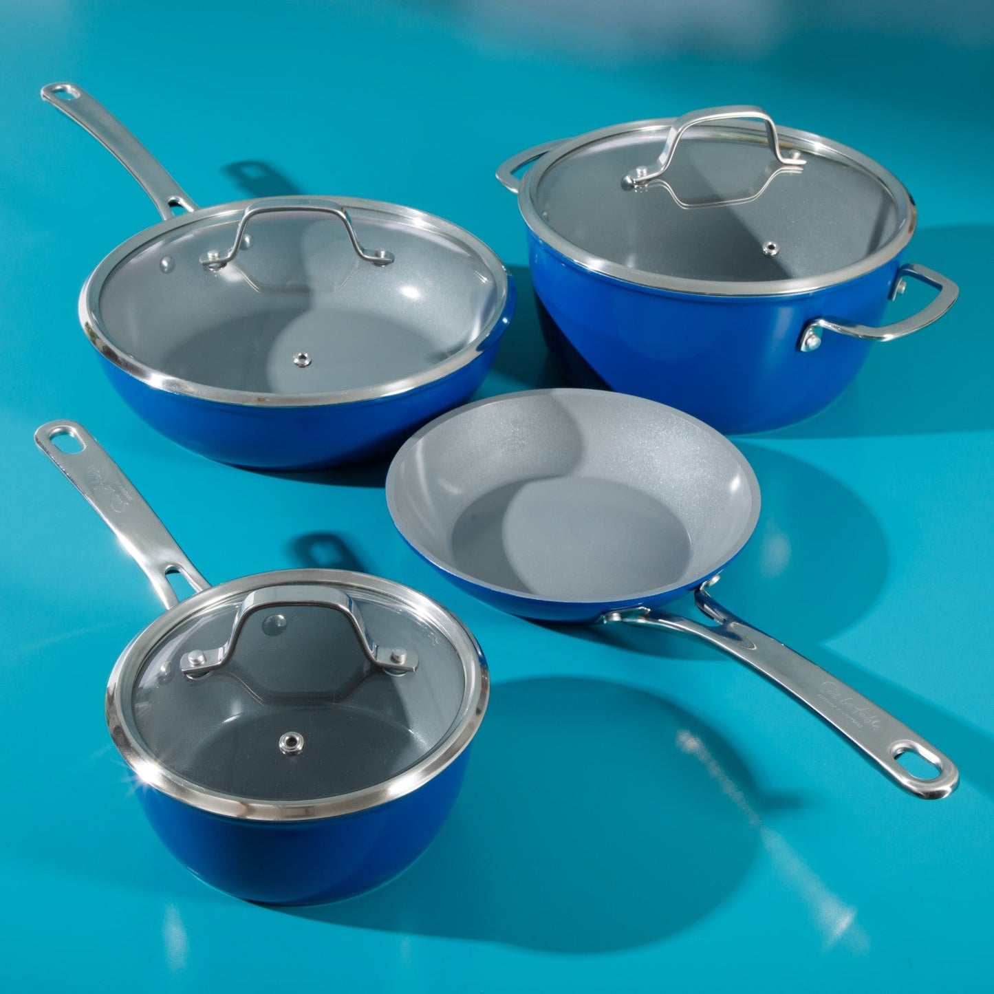 Sur La Table Kitchen Essentials 10-Piece PFA Free Titanium Ceramic Nonstick Interior Forged Aluminum Cookware Pots and Pans Set - Induction Compatible