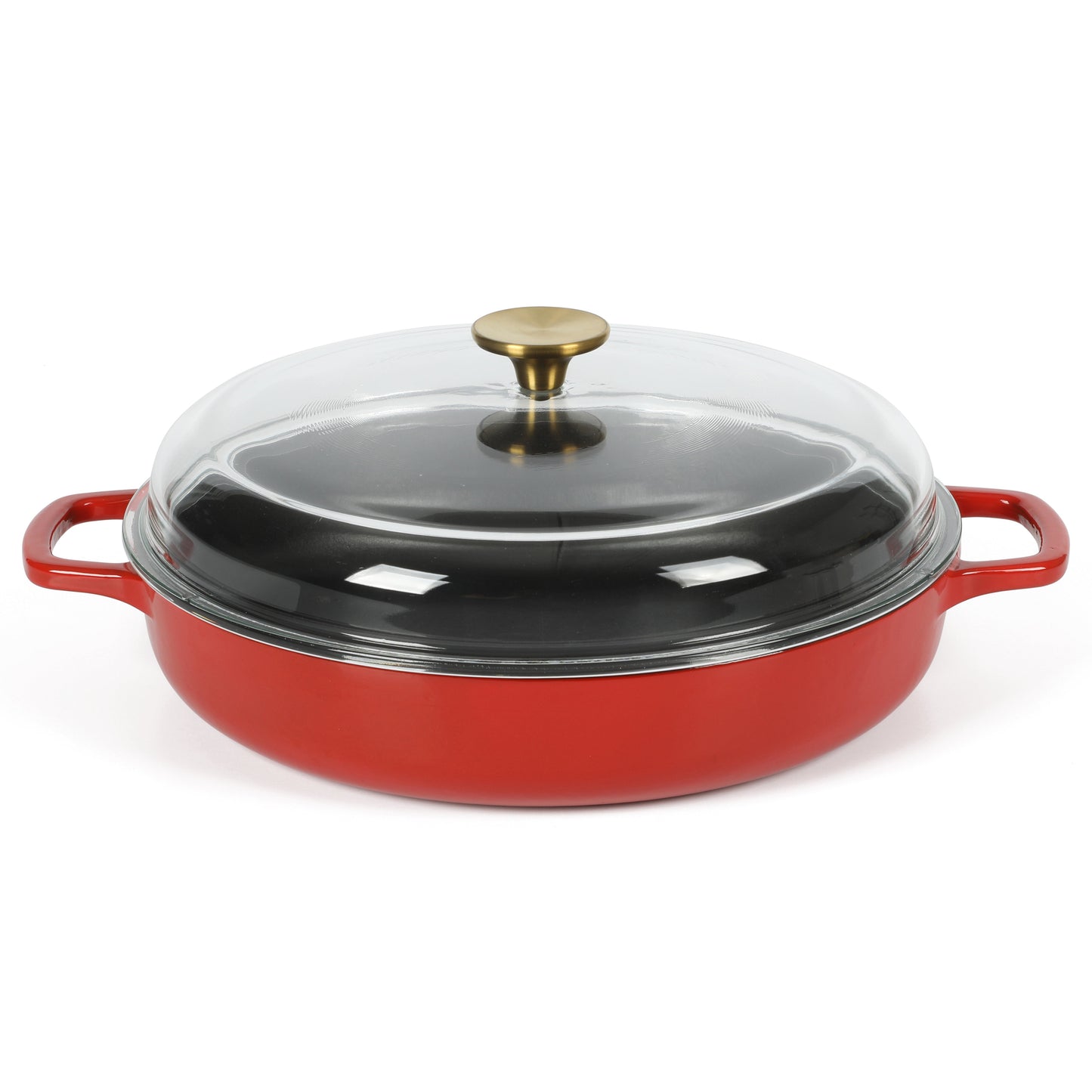 Sur La Table Kitchen Essentials 3.75-Quart Enameled Cast Iron All-In-One Multi-Purpose Non-Toxic Nonstick Braiser Pan w/ Borosilicate Glass Lid