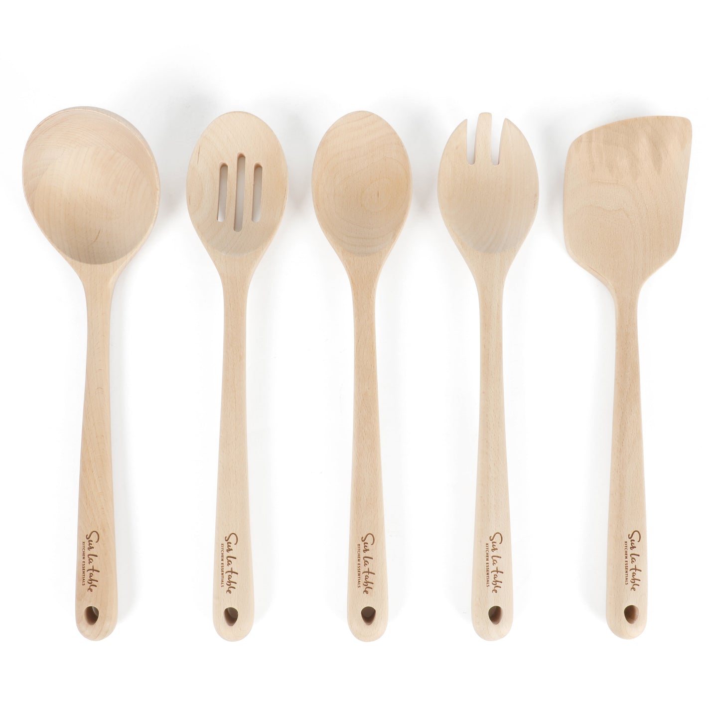 Sur La Table Kitchen Essentials 5-Piece Beech Wood Kitchen Tools Set