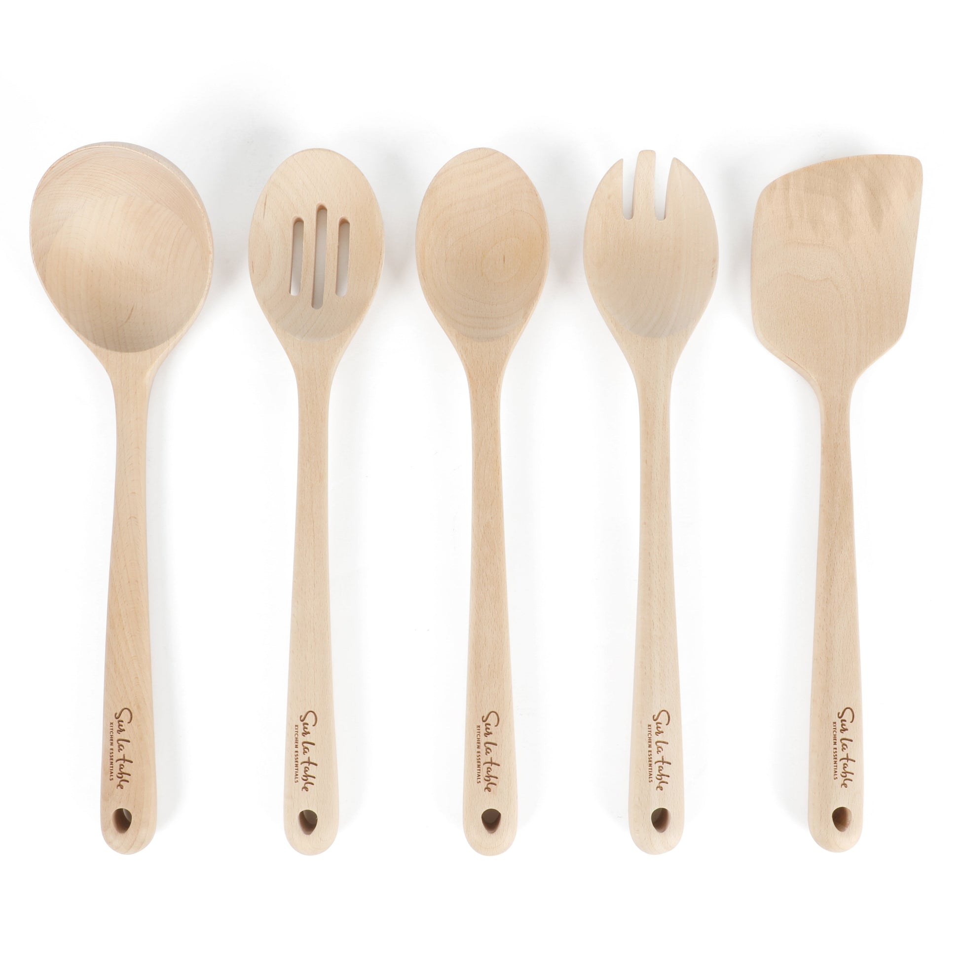 Sur La Table Kitchen Essentials 5-Piece Beech Wood Kitchen Tools Set