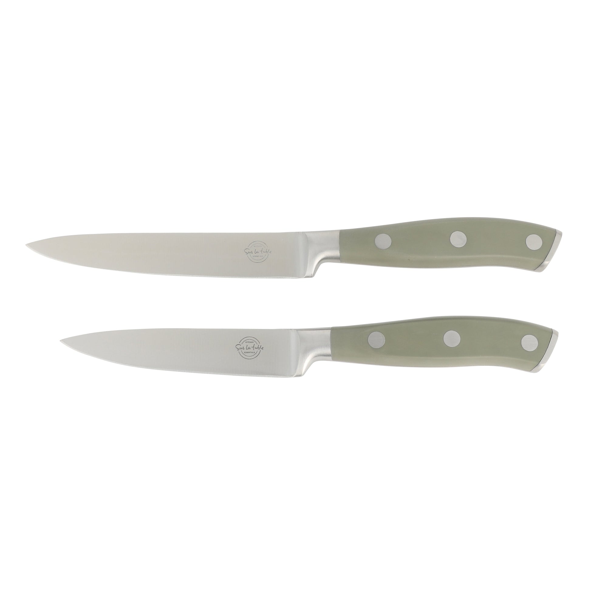 Sur La Table Kitchen Essentials Tasting Kitchen High-Carbon German Steel 7 Piece Full Tang Forged Cutlery Knife Block Set - W/ Ashwood Block