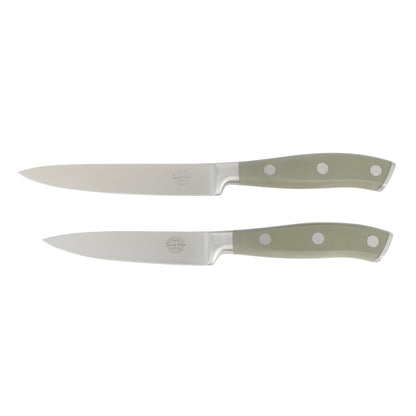 Sur La Table Kitchen Essentials Tasting Kitchen High-Carbon German Steel 7 Piece Full Tang Forged Cutlery Knife Block Set - W/ Ashwood Block