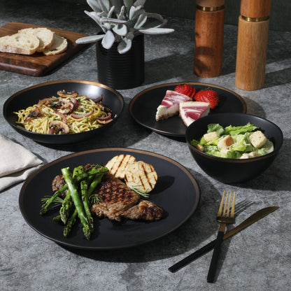 Gibson Elite Kings Road Double Plates and Bowl Organic Round Porcelain Dinnerware Set
