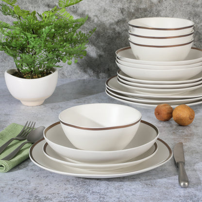 Gibson Elite Kings Road Double Plates and Bowl Organic Round Porcelain Dinnerware Set