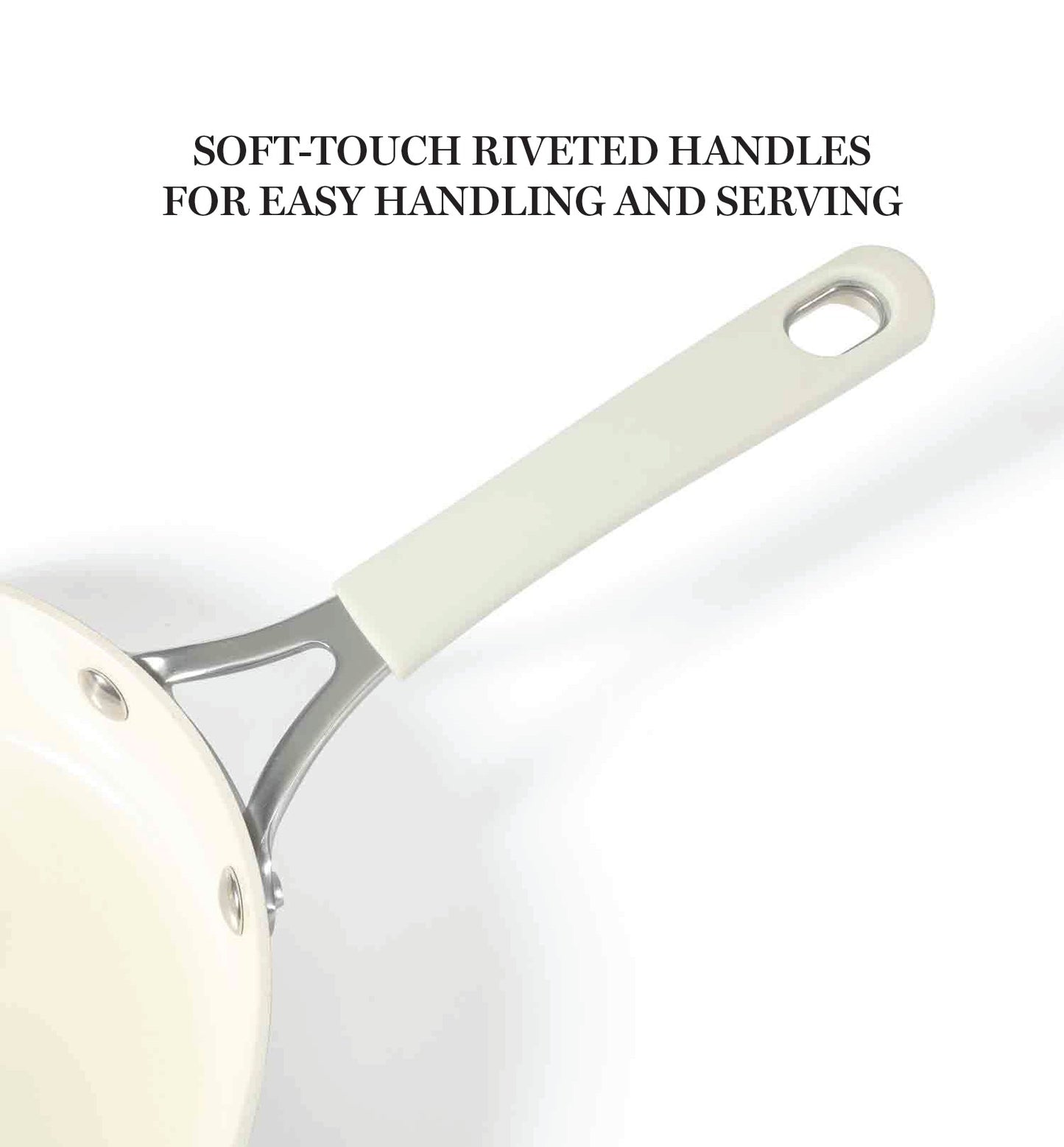 Martha Stewart Heathland Premium Nonstick PFA Free Ceramic Interior 10-Piece Tapered Aluminum Cookware Set - Linen White