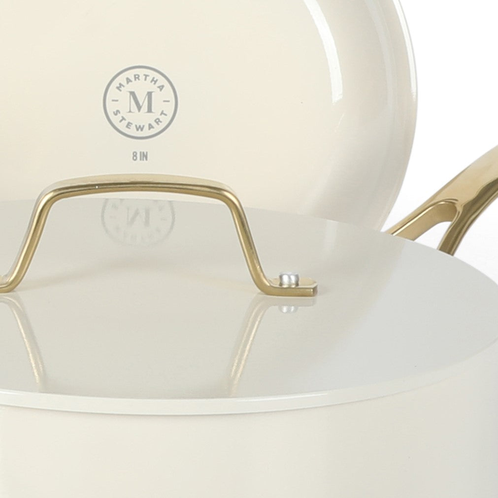 Martha Stewart Galway Premium Nonstick PFA Free Ceramic Interior 10 Piece Heavy Gauge Enamel Aluminum Pots and Pans Cookware Set w/ Aluminum Lids