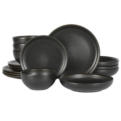 Gibson Elite Beckett Stoneware Matte Reactive Glaze 16 Piece (Service for 4) Plates and Bowls Dinnerware Set
