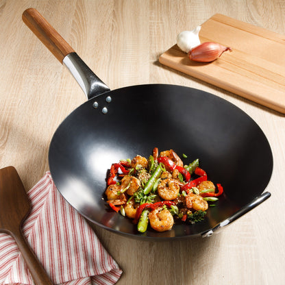 Sur La Table Kitchen Essentials Quick Fire Carbon Steel 13.5" Flat Bottom Wok