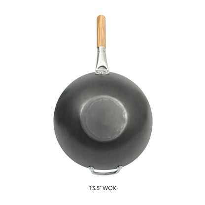 Sur La Table Kitchen Essentials Quick Fire Carbon Steel 13.5" Flat Bottom Wok