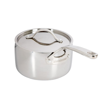 Bloomhouse 3-QT Triply Stainless Steel Sauce Pan w/ Non-Stick Non-Toxic Pro Ceramic Interior