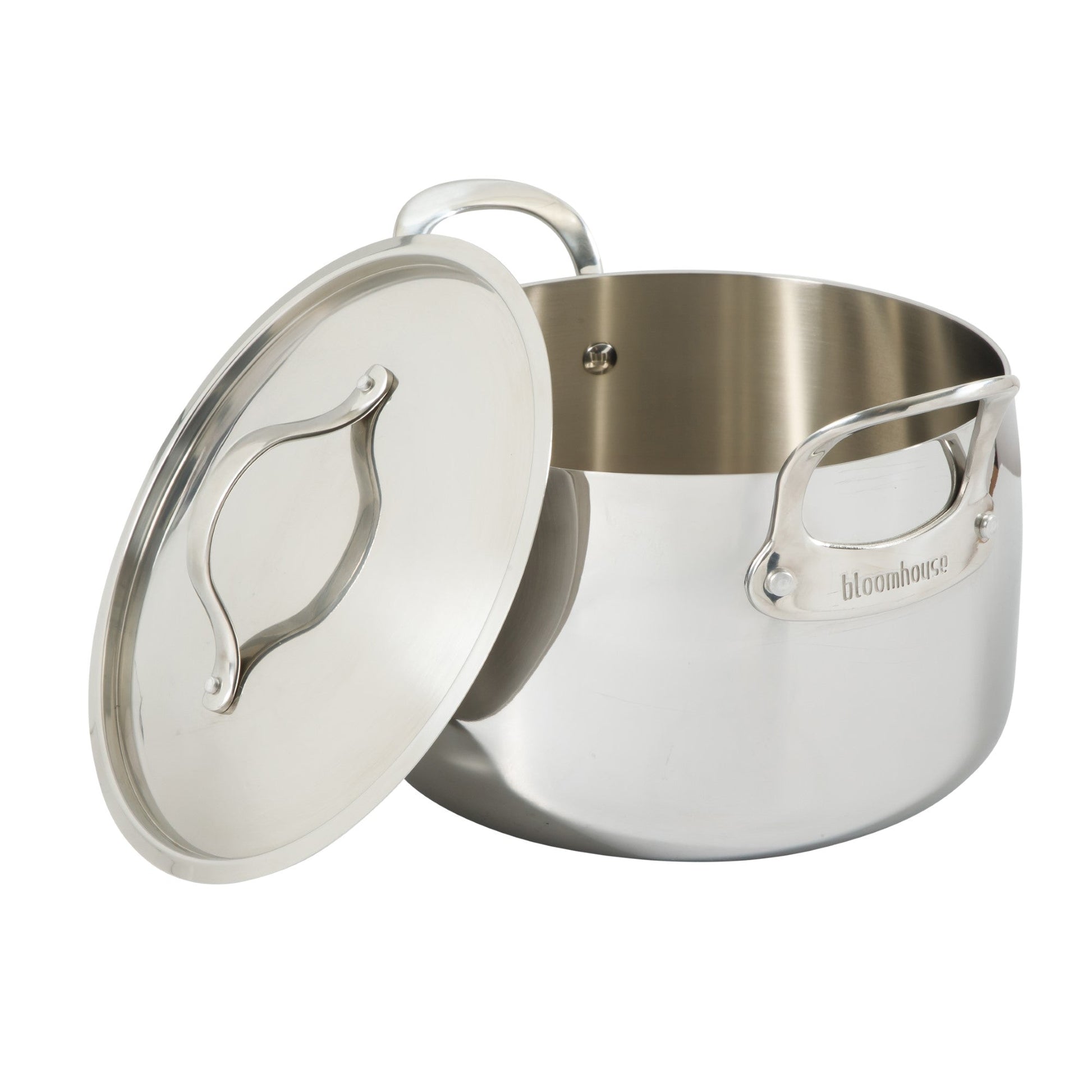 Bloomhouse 8 Quart Tri-Ply Stainless Steel Stock Pot with Lid – Dutch Oven, Oven Safe, Dishwasher Safe